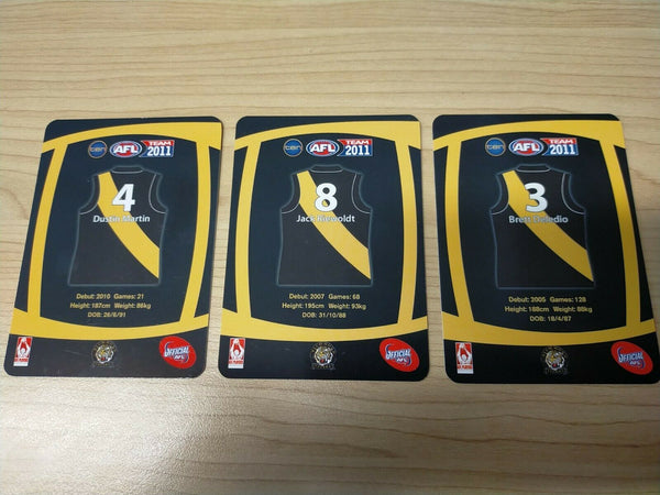 2011 Teamcoach Prize Cards Team Set ERROR CARDS NOT EMBOSSED Richmond