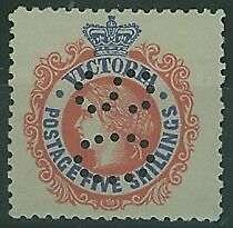 Victoria Australian States SG 398a 5/- Scarlet and deep blue perforated OS Mint