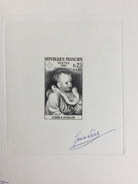 France 1965 Red Cross Fund Set. 1st, 2nd & Final State Artist Signed Die Proof