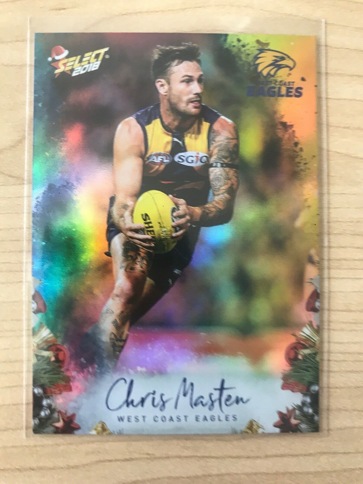 AFL 2018 Select Christmas Holofoil Card X198 - West Coast, Chris Masten