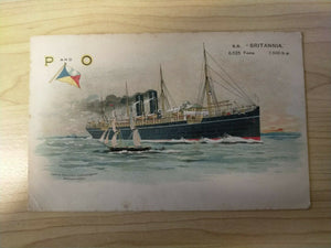 Australia 1907" P & O Cruises S.S. Britannia Fremantle" Ship Postcard