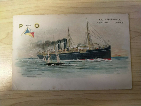 Australia 1907" P & O Cruises S.S. Britannia Fremantle" Ship Postcard
