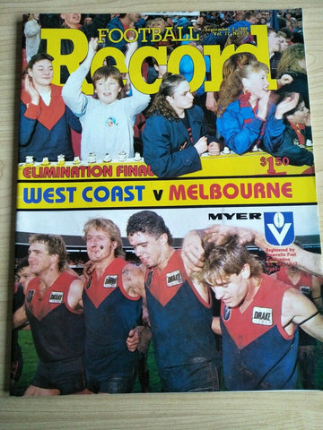 VFL 1988 Elimination Final Football Record West Coast v Melbourne