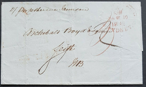 NSW Pre stamp ship letter Sydney Ma10 1842 to Leith, Scotland. Sep 14 1842