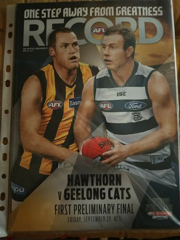 2013 1st Preliminary Final AFL Football Record Hawthorn v Geelong