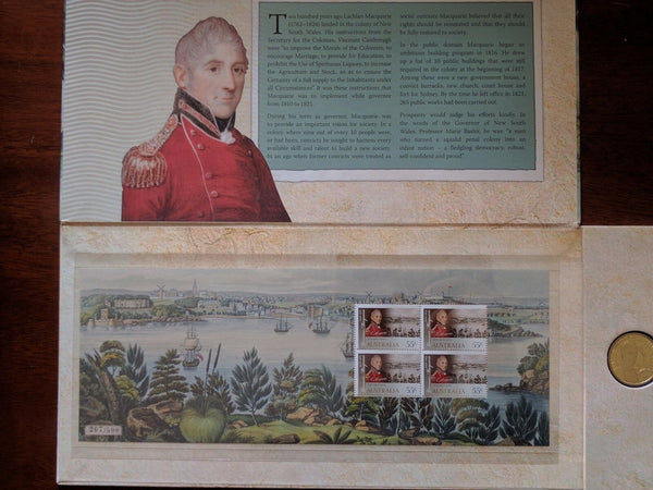 2010 $1 Lachlan Macquarie Coin Stamp Presentation Folder Limited Edition 267/500