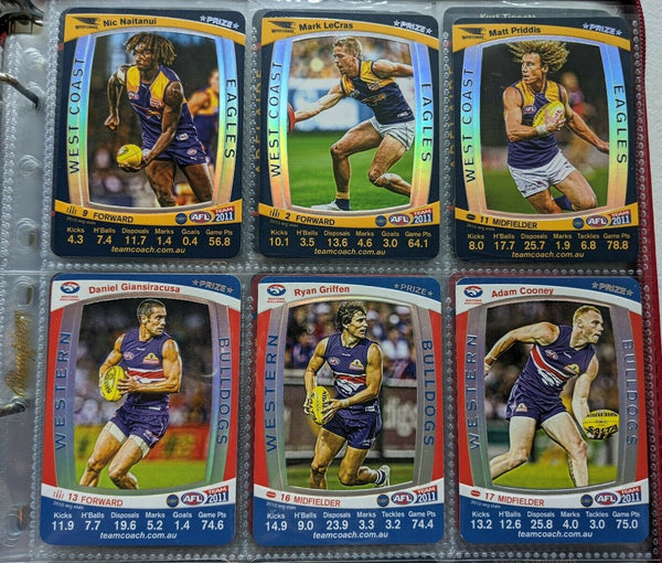 2011 AFL Teamcoach Prize Cards Complete Set 51 Cards