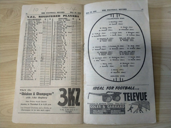 VFL 1956 May 19 Football Record Collingwood v Geelong