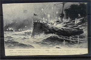 Falkland Islands WW1 Naval Battle of the Falklands picture postcard Battleship