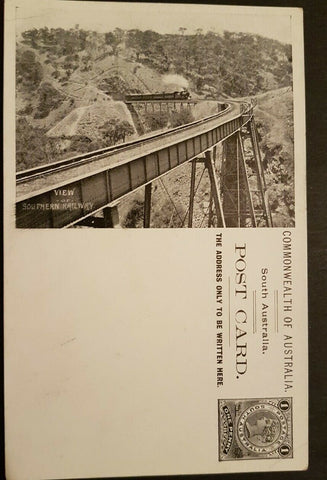 SA South Australia 1d Postcard  View of Southern Railway, trains, bridges