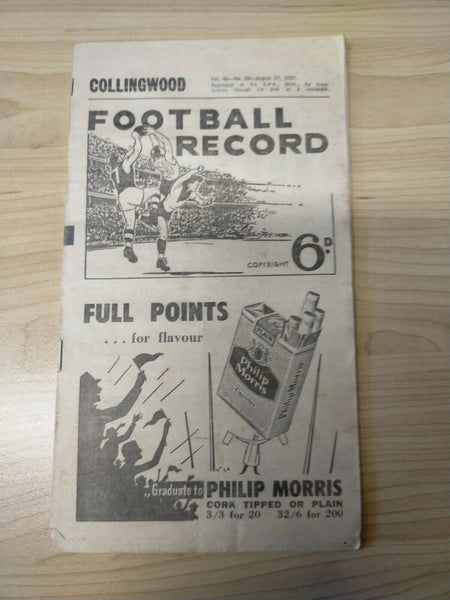 VFL 1957 August 17 Football Record Collingwood v North Melbourne