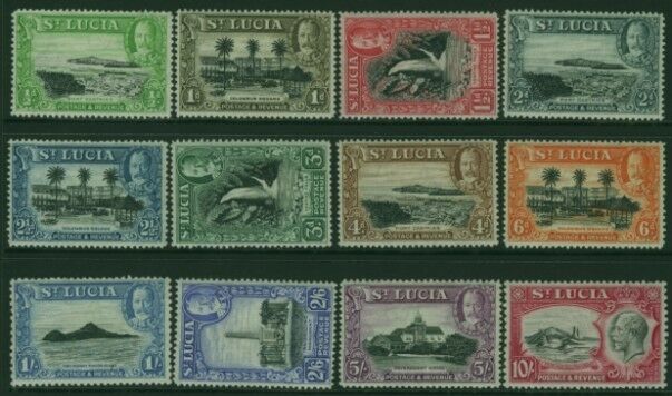 St Lucia West Indies Caribbean SG 113/24 KGV Set of 12 MH waterfalls