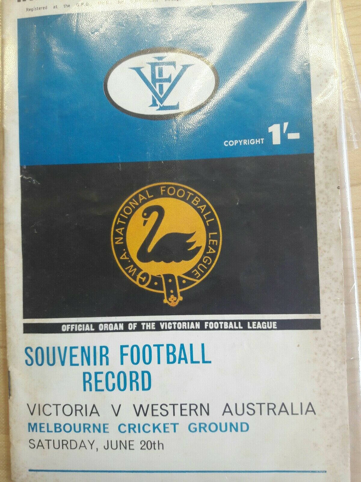 VFL Football Record State of origin 1964 20 June Victoria Vs Western Austtalia