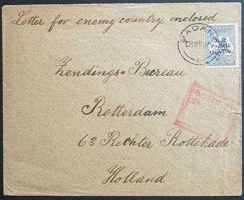 NWPI New Guinea on Australia 2½d cover to Holland containing enemy letter