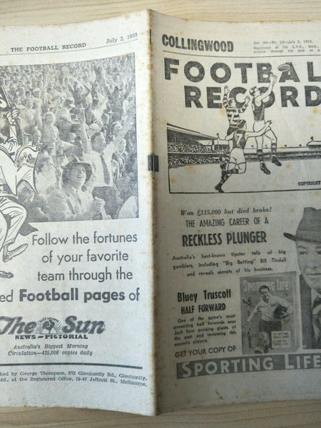 VFL 1955 July 2nd Football Record Collingwood v Melbourne