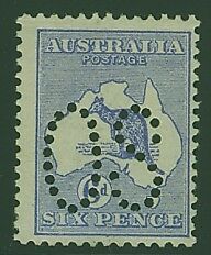 Australia SG O8 6d Ultra Kangaroo 1st Watermark Perforated Large OS