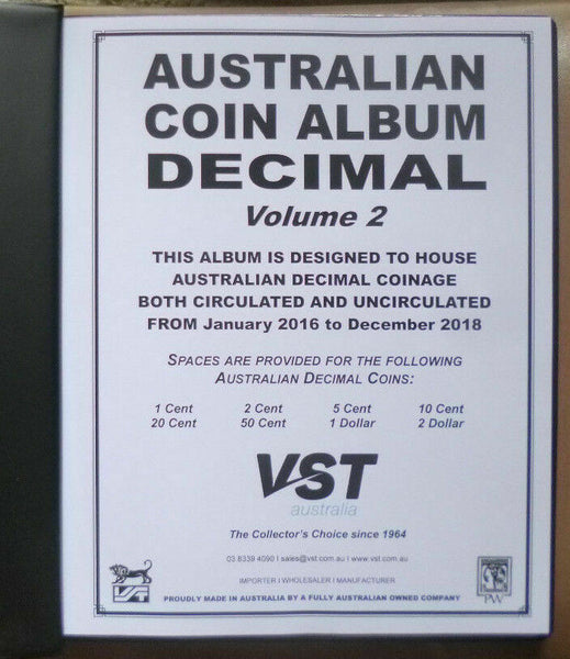 Australia VST DECIMAL COIN ALBUMS 2 Volumes 1966 to 2019 with Mintages