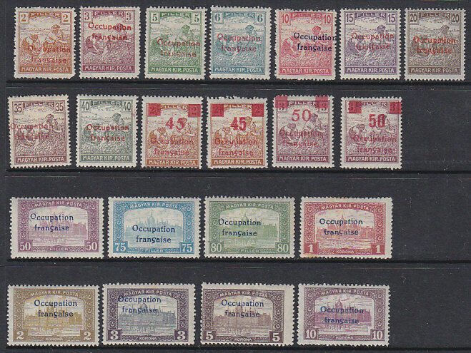 French Occupation of Hungary France SG  4-21  Set of 21.  Michel 3/25 MLH