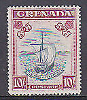 Grenada West Indies Caribbean SG 163a 10s blue + carmin KGV ship MUH Light tone.