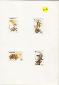 Vanuatu Fungi imperf proofs mounted on card.