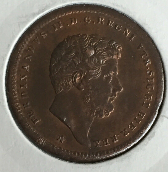 Naples 1852 2 Tornesi about Uncirculated