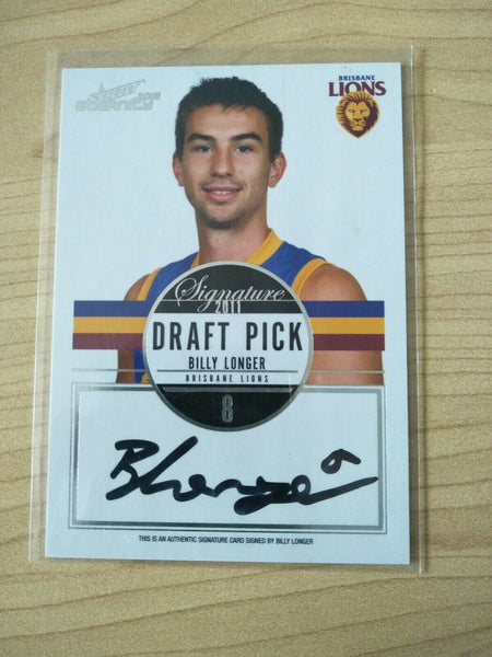 2012 Select Eternity Draft Pick Signature Billy Longer Brisbane Lions No.155/300
