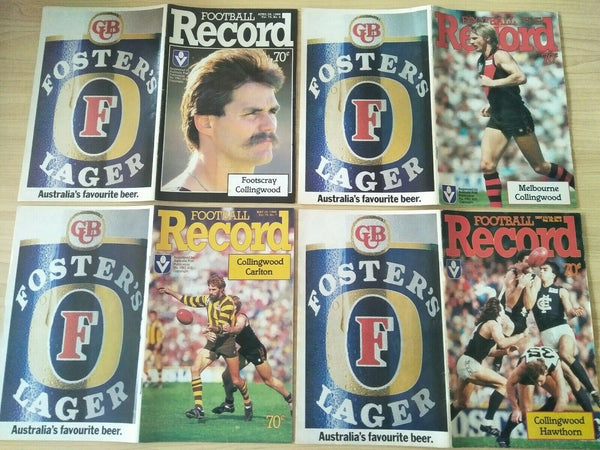Lot Of 1986 VFL Football Records Collingwood Games x 22