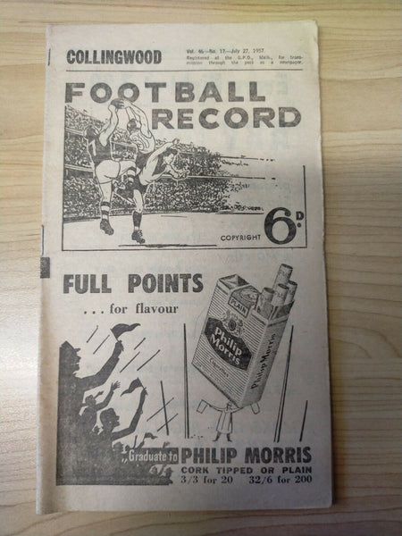 VFL 1957 July 27 Football Record Collingwood v Geelong