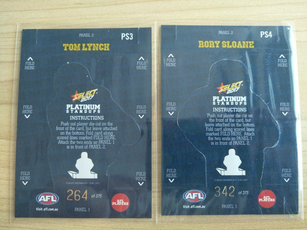 2017 Select Platinum Standups Adelaide x 2 PS3 Tom Lynch PS4 Rory Sloane