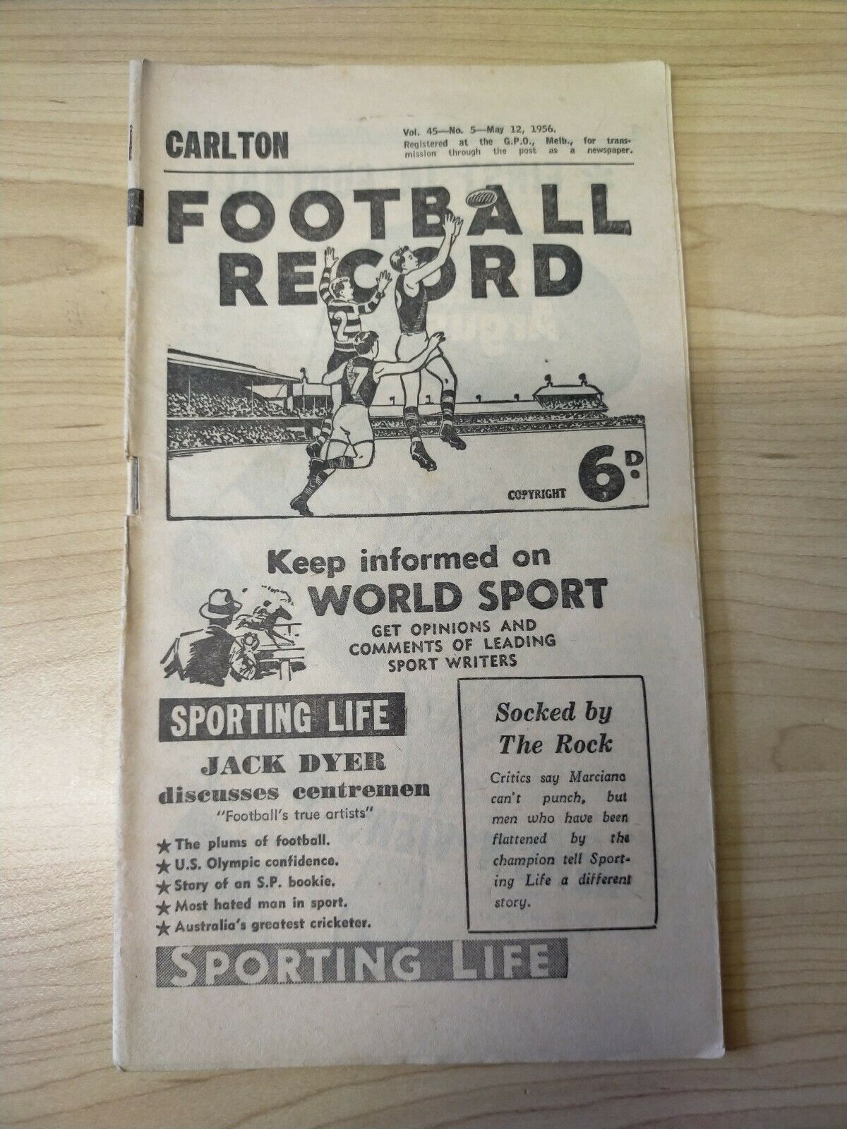 VFL 1956 May 12 Football Record Carlton v Collingwood