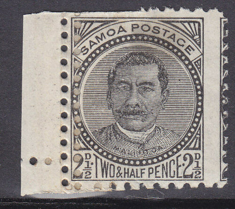 Samoa SG  82 2½d black Double perforation error with Official repair Mint hinged