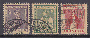 Switzerland 1917 Pro Juventute SG J6-8 Children's Fund Michel 133-135  Used