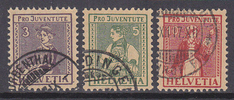 Switzerland 1917 Pro Juventute SG J6-8 Children's Fund Michel 133-135  Used