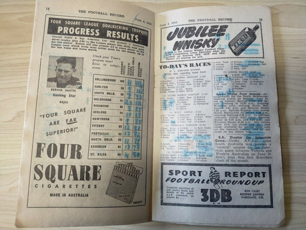 VFL 1955 June 4 Football Record Collingwood v Geelong