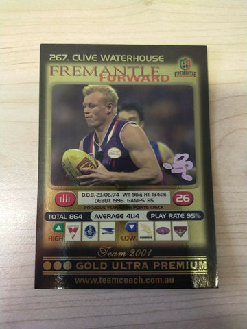 2001 Teamcoach Gold Prize Card Fremantle 267 Clive Waterhouse