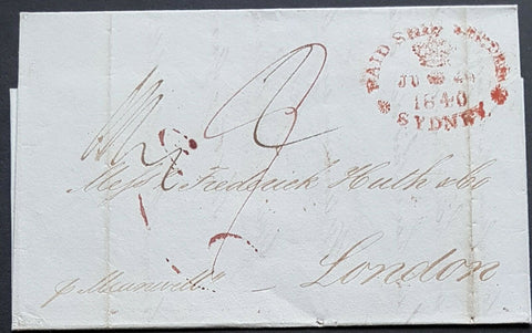 NSW Pre stamp ship letter Sydney Ju 4 1840 to London. S No.1.1840