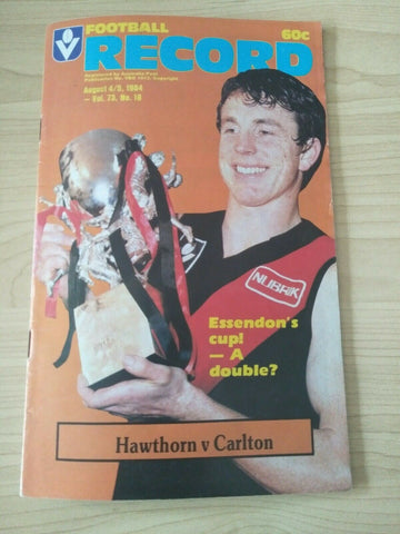 VFL 1984 August 4-5 Football Record Hawthorn v Carlton