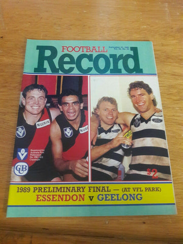 VFL 1989 Preliminary Final Essendon v Geelong Football Record