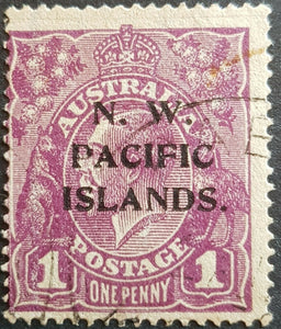 NWPI New Guinea on Australia 1d KGV Violet flaw under neck SG120c used