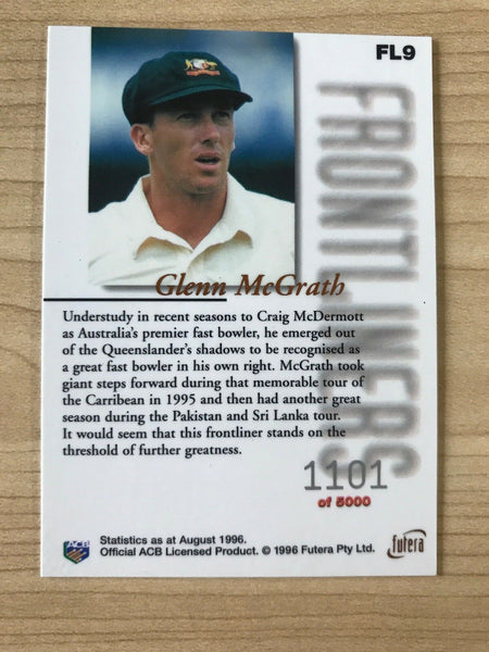 Futera Frontliners First Day Issue Cricket Card 1996 Glenn McGrath #1101 Of 8000