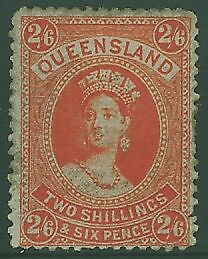 Queensland Australian States SG 153 2s 6d vermilion large Chalon Mint Hinged