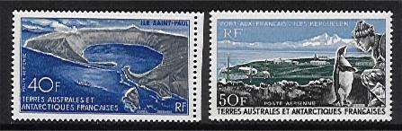 French Antarctic Territory TAAF SG 45/6 St Paul volcano, Kerguelen penguin 2 MUH
