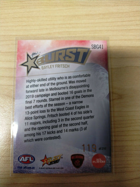 2020 Select Footy Stars Galactic Starburst Melbourne Bayley Fritsch No.119/210