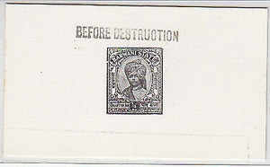 BARWANI Indian States 1932 ¼ anna Black R.D.Singh Die Proof SG 32A