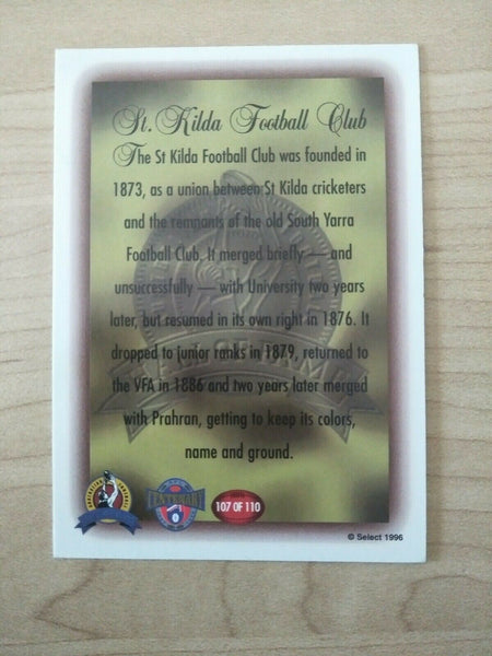 1996 Select Hall Of Fame Inaugural Teams Card St Kilda Football Club