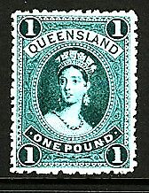 Queensland Australian States SG 165 £1 deep green Chalon MH