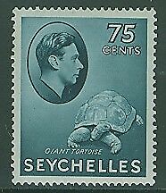 Seychelles 75c turtle marine life reptiles animals KGVI SG 145 mint hinged