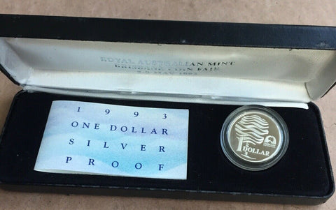 Australia 1993 Water Is Life $1 Silver Proof Coin “Brisbane Coin Fair Issue” Long Box