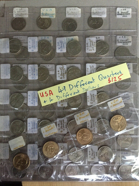 USA 1999-2008 1/4 Dollar Collection. 49 Different Plus 4 Different Dollars