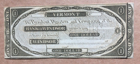Confederate States Of America Vermont Bank Of Windsor $1 Uncirculated